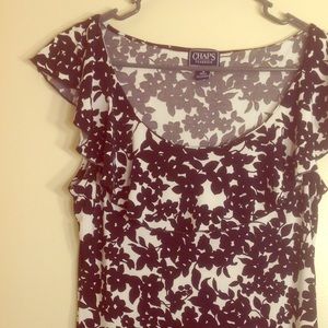 CHAPS B&W Flower Print Blouse
